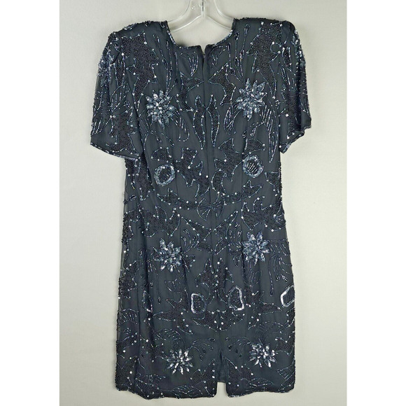 Robert Anthony Sequined Beaded Lined 100% Silk Dress Petite 12 - Picture 2 of 8